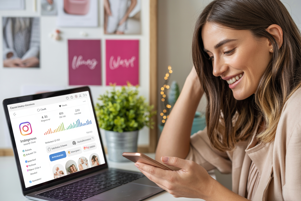 Small business owner reviewing their marketing analytics